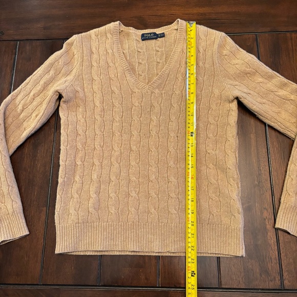 Polo by Ralph Lauren V-Neck Wool Cashmere Blend Sweater in Camel Size S - Picture 9 of 12